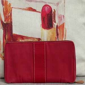 ⭐️COA⭐️ HERMÈS Deauville Perth Zip-Around Organizer Wallet Canvas GM💥Beauty